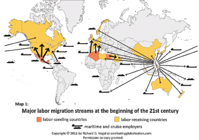 In honor of Labor Day, a map of globalized labor migration streams from Combating Globalization.